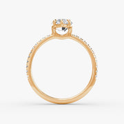 Marquise Cut - Pave Band - Classic Engagement Ring- 14 K Gold